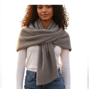 Barefoot Dreams CozyChic Scarf Grey Plush Knit Lounge One Size